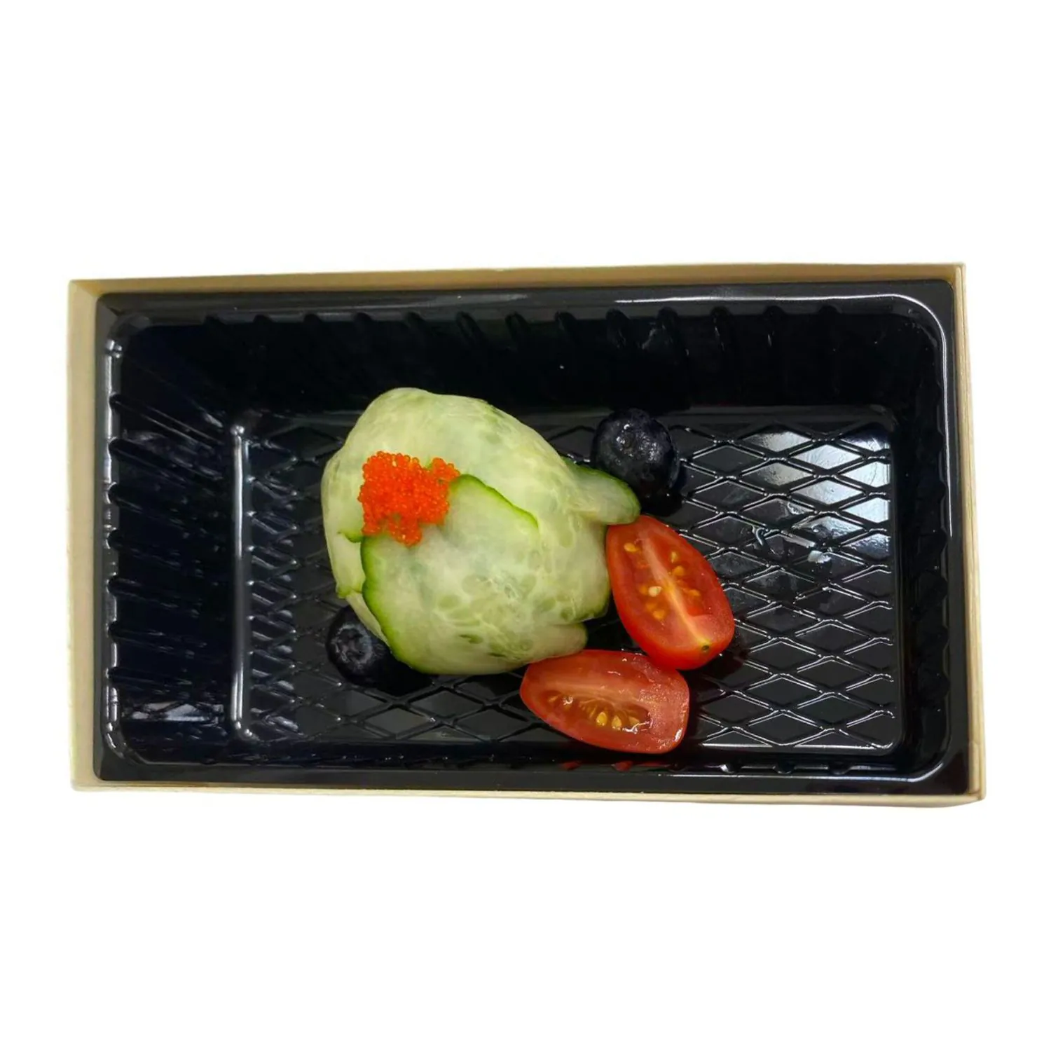 Cucumber-wrapped sushi ball with tobiko & tomatoes at LR Sushi, a Japanese Restaurant in London